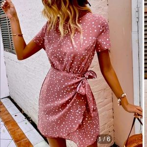 Shein Polka Dot Wrap Dress with Bow